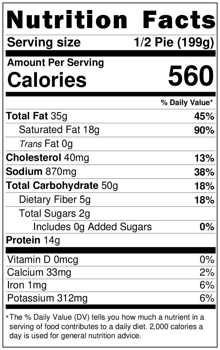 Original Nutrition Label