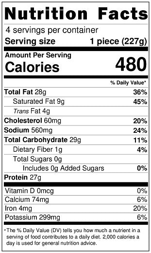 Original Nutrition Label